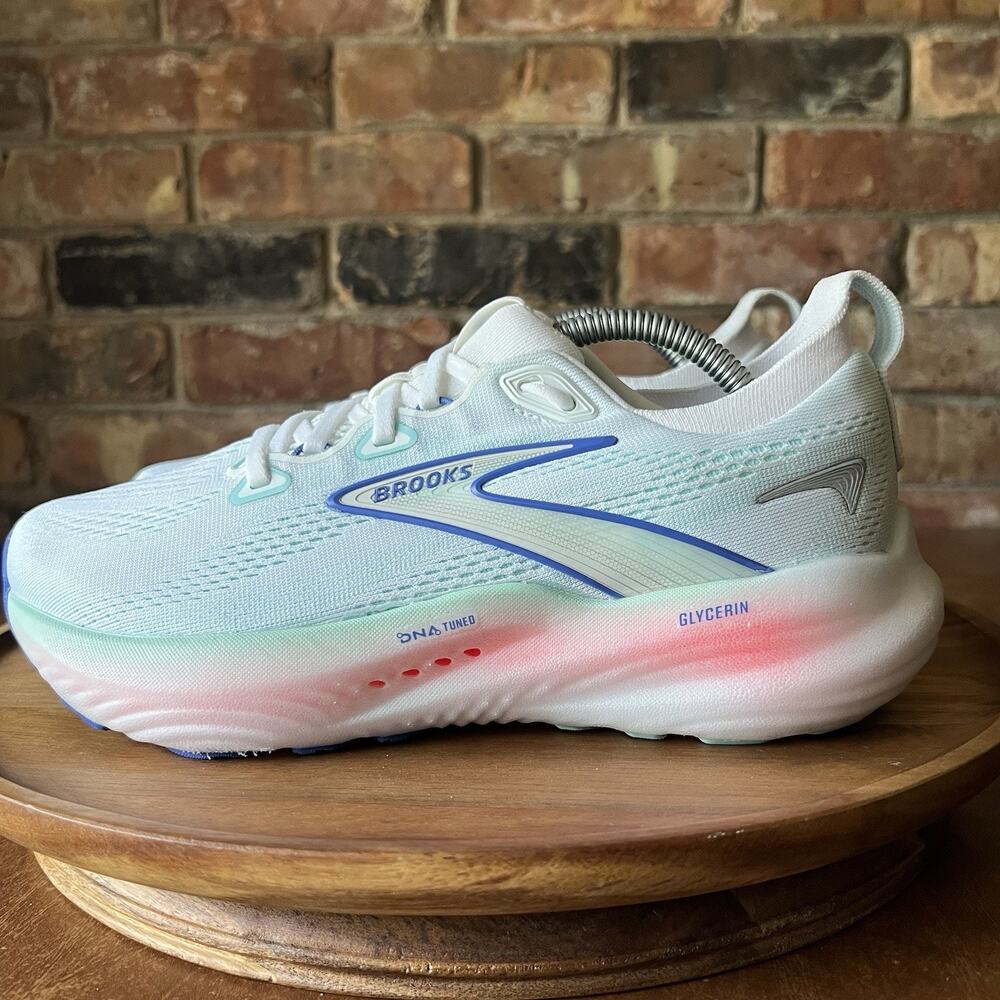 Brooks Glycerin 22 Cushioned Women's 7 Wide Blue White Running Shoes Sneakers